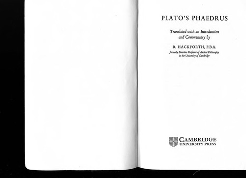 Plato: Plato's Phaedrus. (1972, University Press)